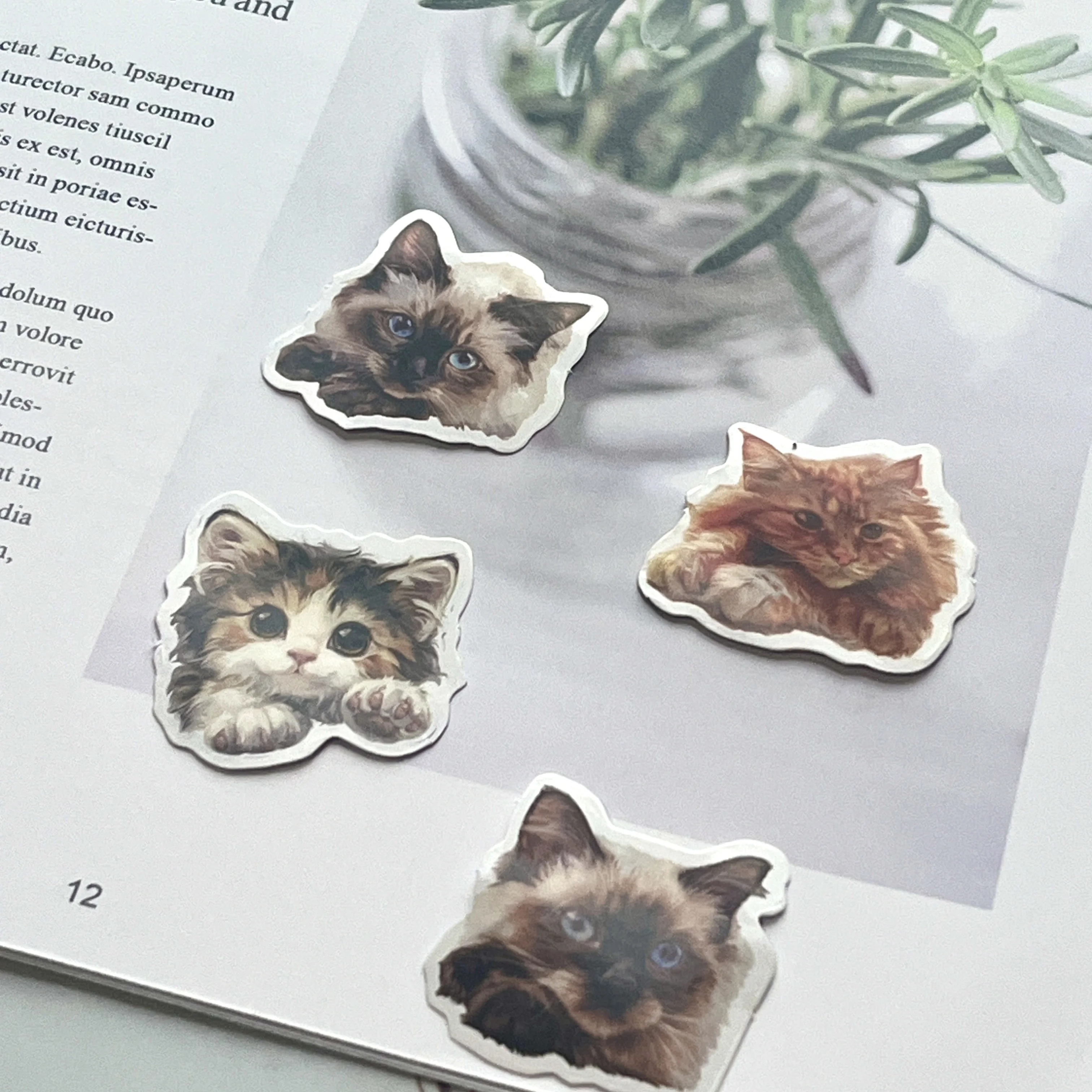 50pcs Whimsical Cat Animal Printed Decoration Stickers for Junk Journal Paper Craft Water Bottles, Laptop