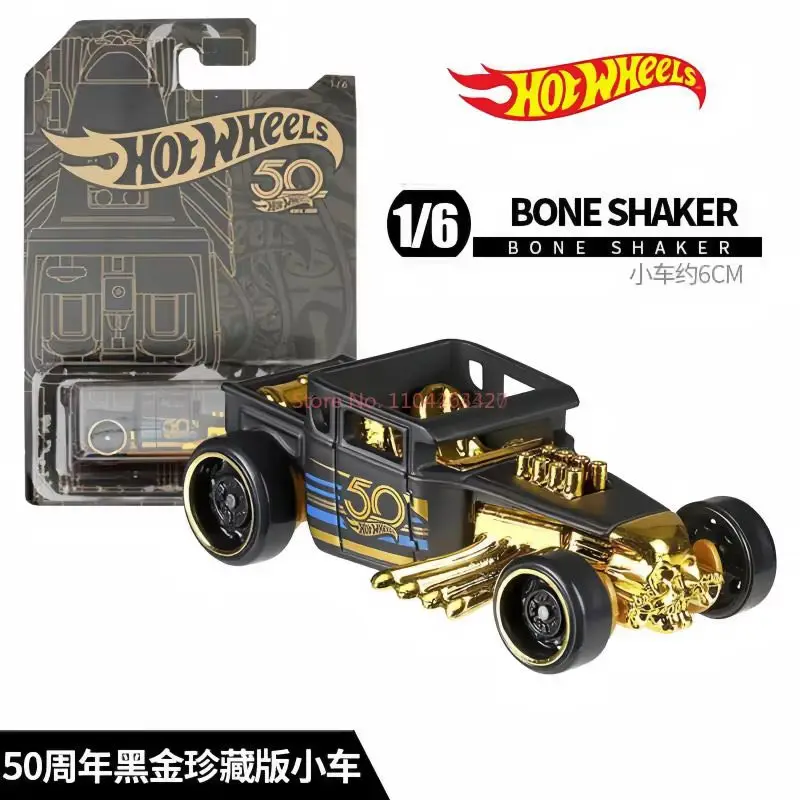 

Genuine Hot Wheels 50Th Anniversary Black & Gold Set of 6 Die-Cast Cars Rodger Dodger 68 Dodge Dart 1/64 Diecast Model Cars Toys