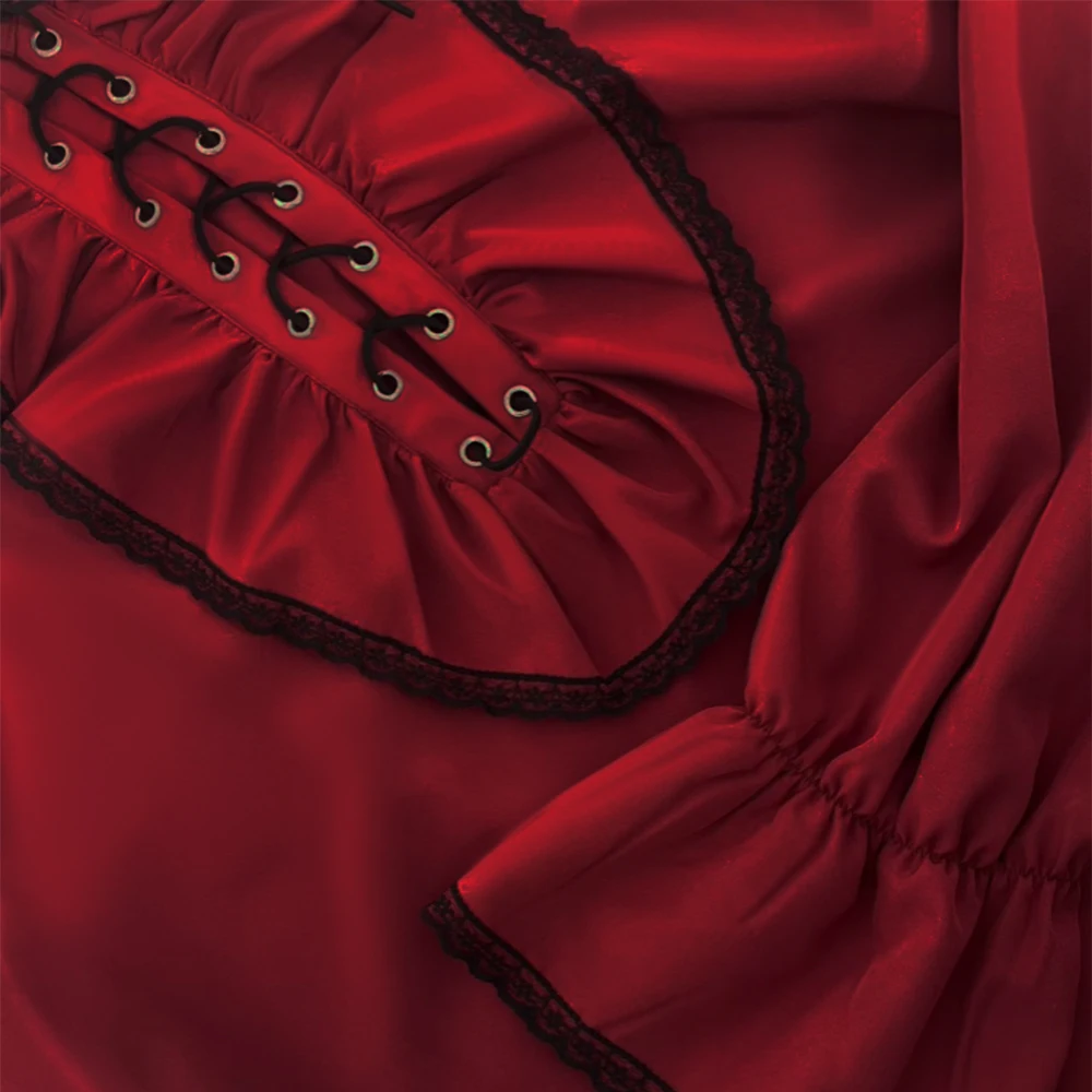 ヨーロッパ系アメリカ人男性のプリーツシャツ中世ビクトリア朝のブラウススチームパンクブラウストップスカーニバルファンシーパーティーコスプレ衣装