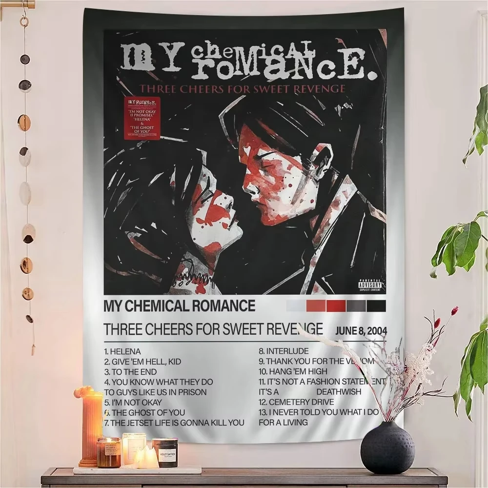 

Popular Rock Music Band My Chemical Romance Tapestry Wall Hanging Home Decor Concert Banner Background Cloth Wall Art Room Decor