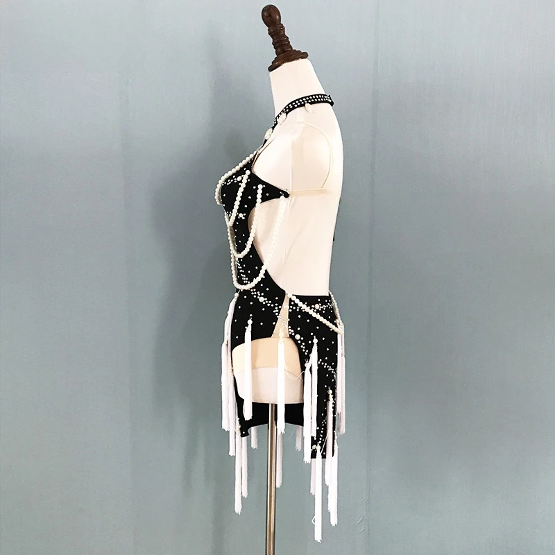 ชุดเต้นรําละตินผู้หญิงประดับด้วยลูกปัดพู่เด็กผู้หญิงคลับการฝึกอบรมการแข่งขันมืออาชีพ Rumba Cha Cha Dancewear ชุดเต้นรํา