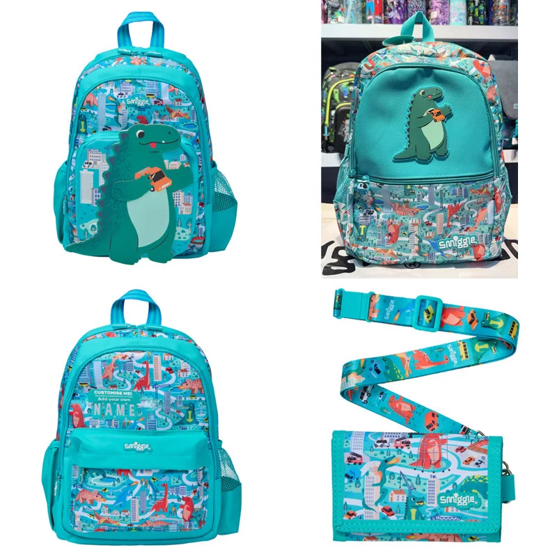 حقيبة مدرسية أسترالية للطلاب Green City Dinosaur حقيبة ظهر ترفيهية خارجية متوسطة الكتف مضيئة وخفيفة للغاية