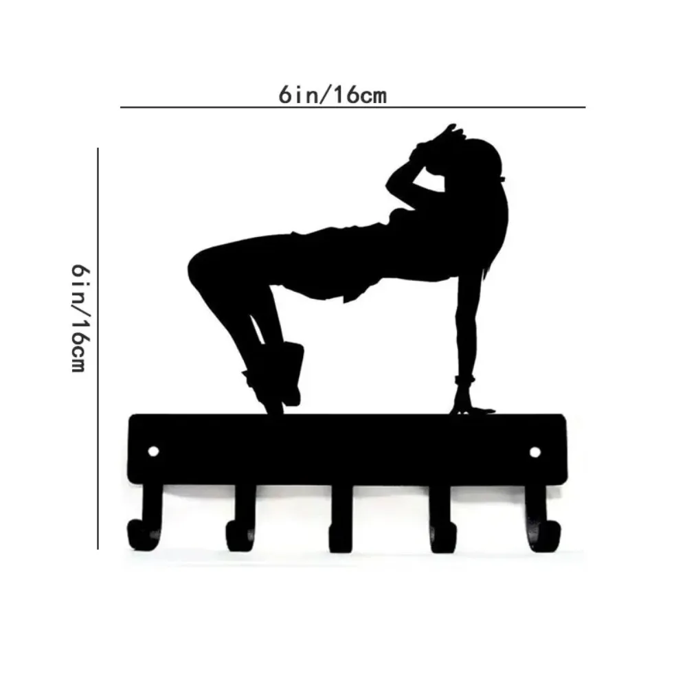 1pc 6/9in Hip Hop Girl Dance Metal Wall Art, Sandblasted Iron Key Hook Hanger