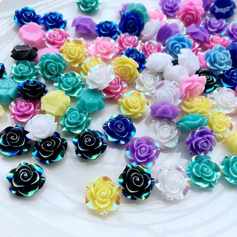 Wholesale 19mm Rose Flower Resin AB Rhinestone jewelry Decoration Stones Crafts Center of hair arch wedding Decoration