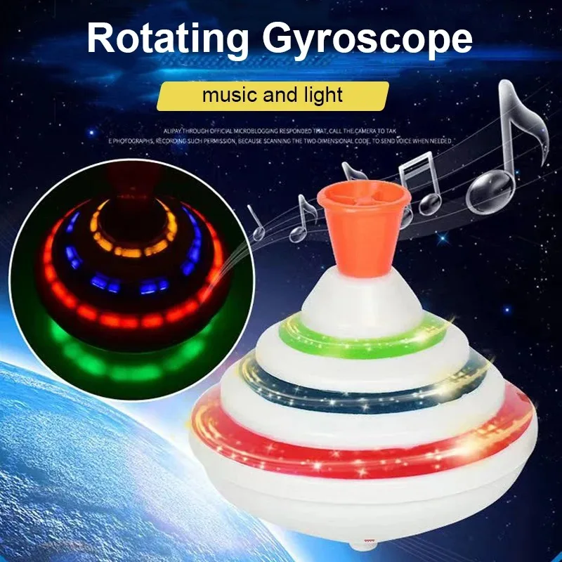 Classic Spinning Tops Toy Press Rotate Sound Light Music Gyroscope Music Light Gyro Toys With LED Flash Light For Children Kid