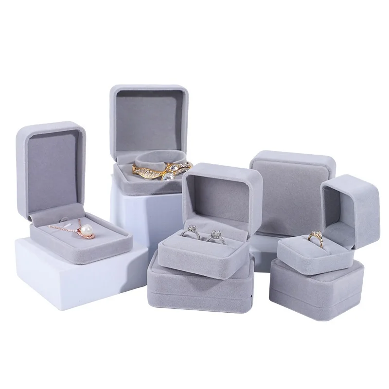 Delicate Jewelry Box, Cinza, Velvet Series, Ring Box, Pulseira, Bracelete Titular, Pingente, Colar Organizador De Armazenamento, Caixa Presente