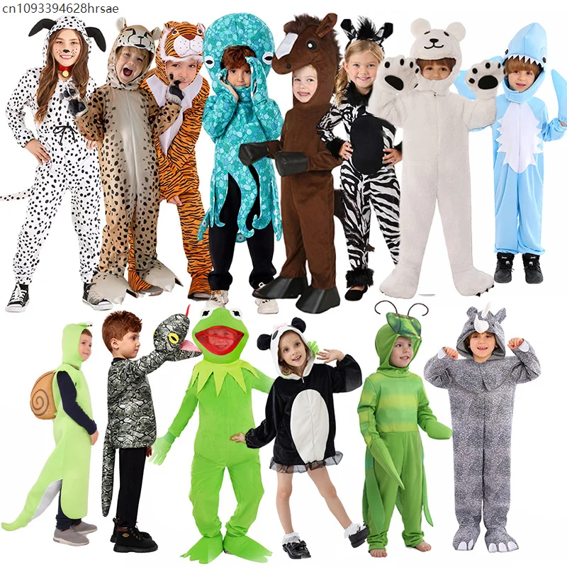 

Unisex Boys Girls Spotted Dog Sheep Horse Insect Bug Leopard Shark Snake Tiger Lion Fancy Dress Up Kids Animal Halloween Costume