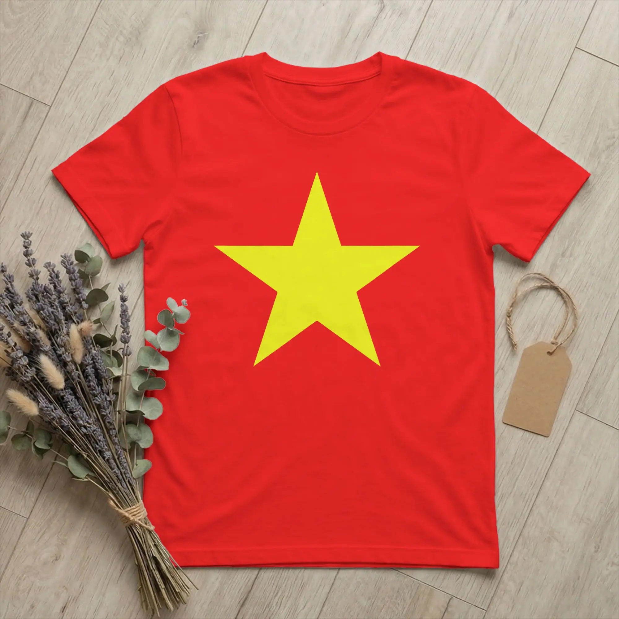 Camiseta con bandera de Vietnam y estrella amarilla para hombre, camiseta novedosa de algodón puro, camisetas de recuerdo con cuello redondo, camisetas de manga corta, recién llegadas