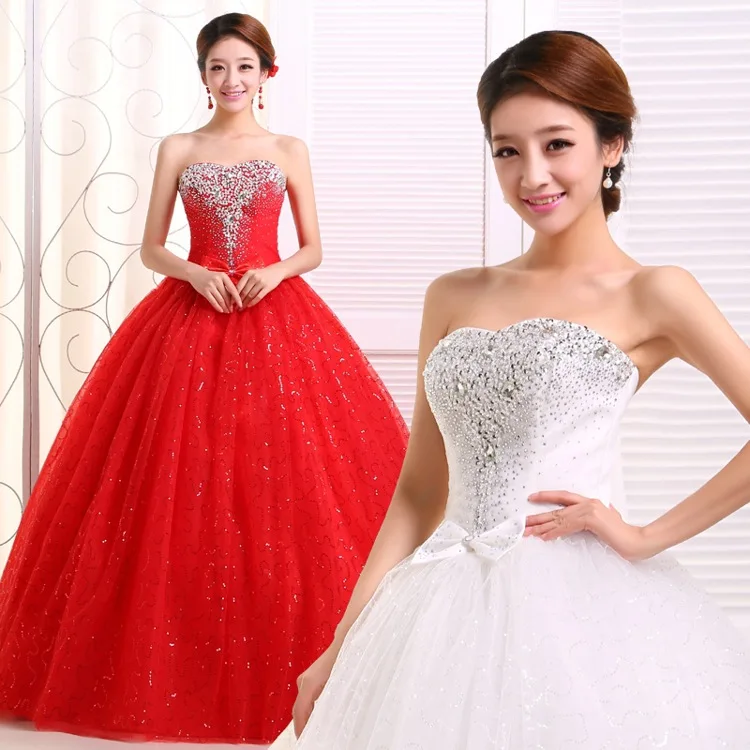 New wedding dress plus-size bride red evening dress