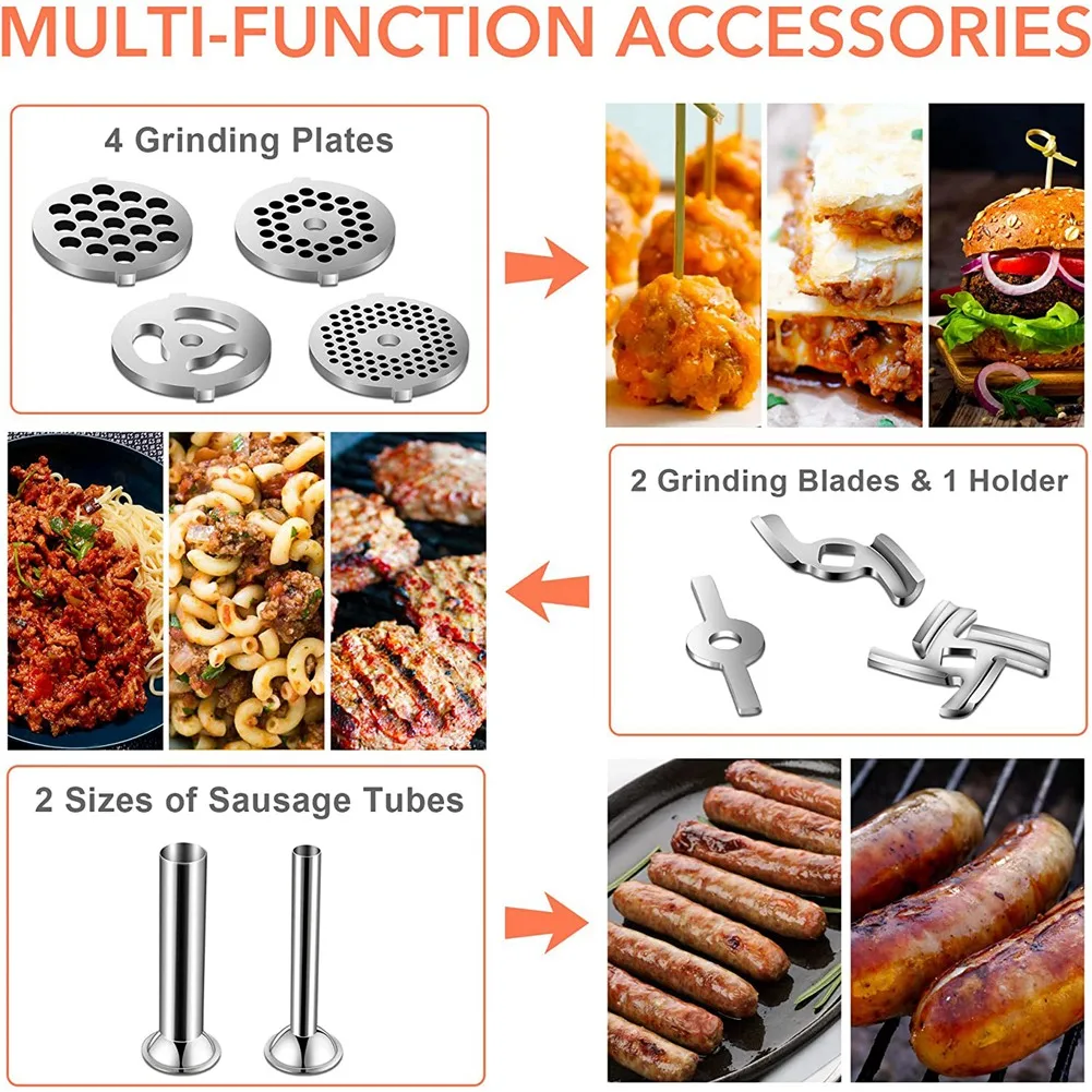 Imagem -06 - Metal Meat Grinder Blades Anexo Sausage Stuffer Aid Stand Mixer Acessórios de Cozinha Tudo para Alimentos