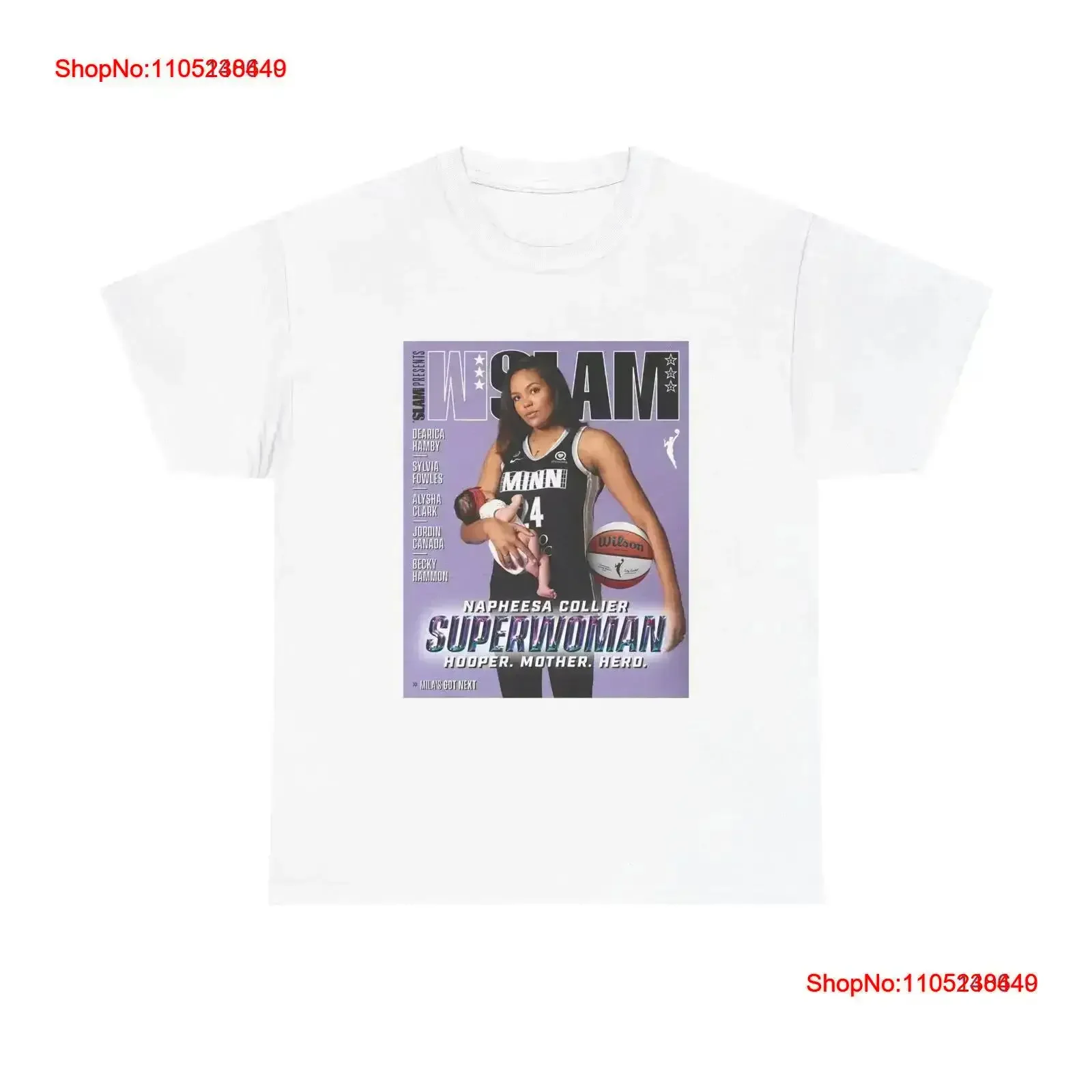 Heavy Cotton T Shirt WSLAM 002 b Napheesa Collier vintage Washed streetwear graphic Top For Everyday Wear Casual Soft homme