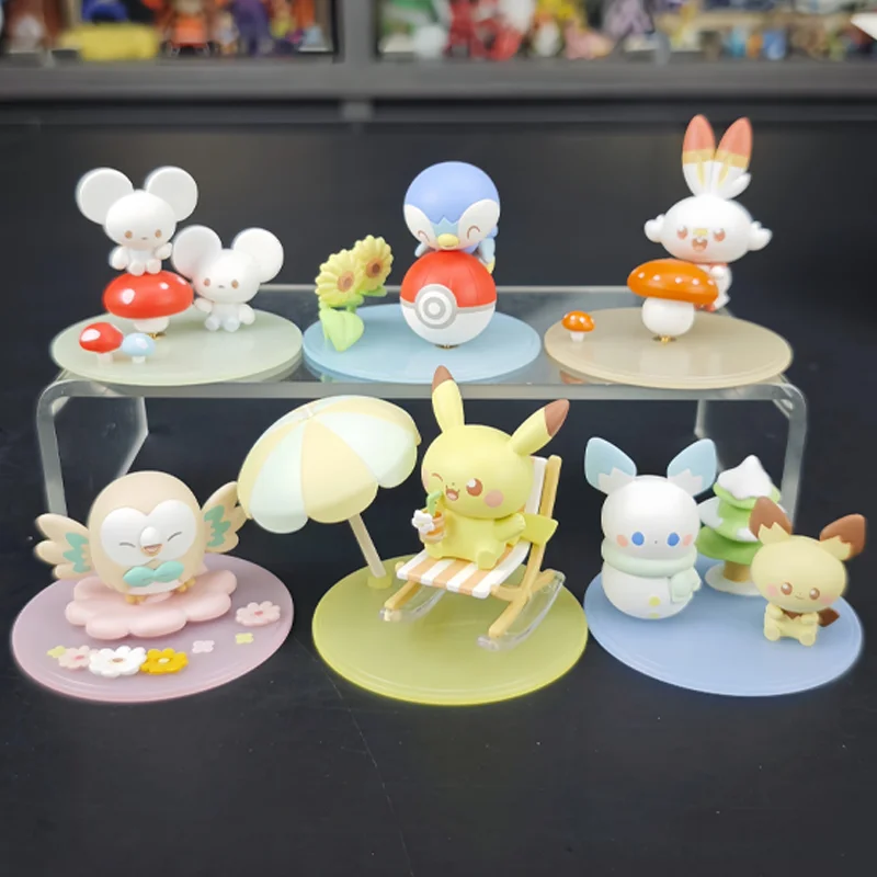 Langbowang Pokemon Seasonal Cute Figure Blind Box Pikachu Piplup Collectible Desktop Ornament Anime Peripheral Toy