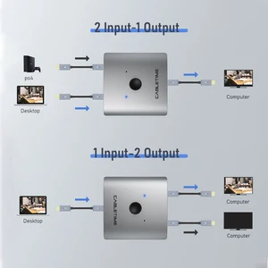 مفتاح مقسم HDMI Cabletime ، محول 2.0 Hub للكمبيوتر الشخصي ، الكمبيوتر المحمول ، HDTV ، Xbox ، PS4 ، PS5 ، التلفزيون ، Macbook ، مخرج 2 في 1 ، 60 هرتز أفضل 8 مبيعا Precinto Warranty PS4 - No4