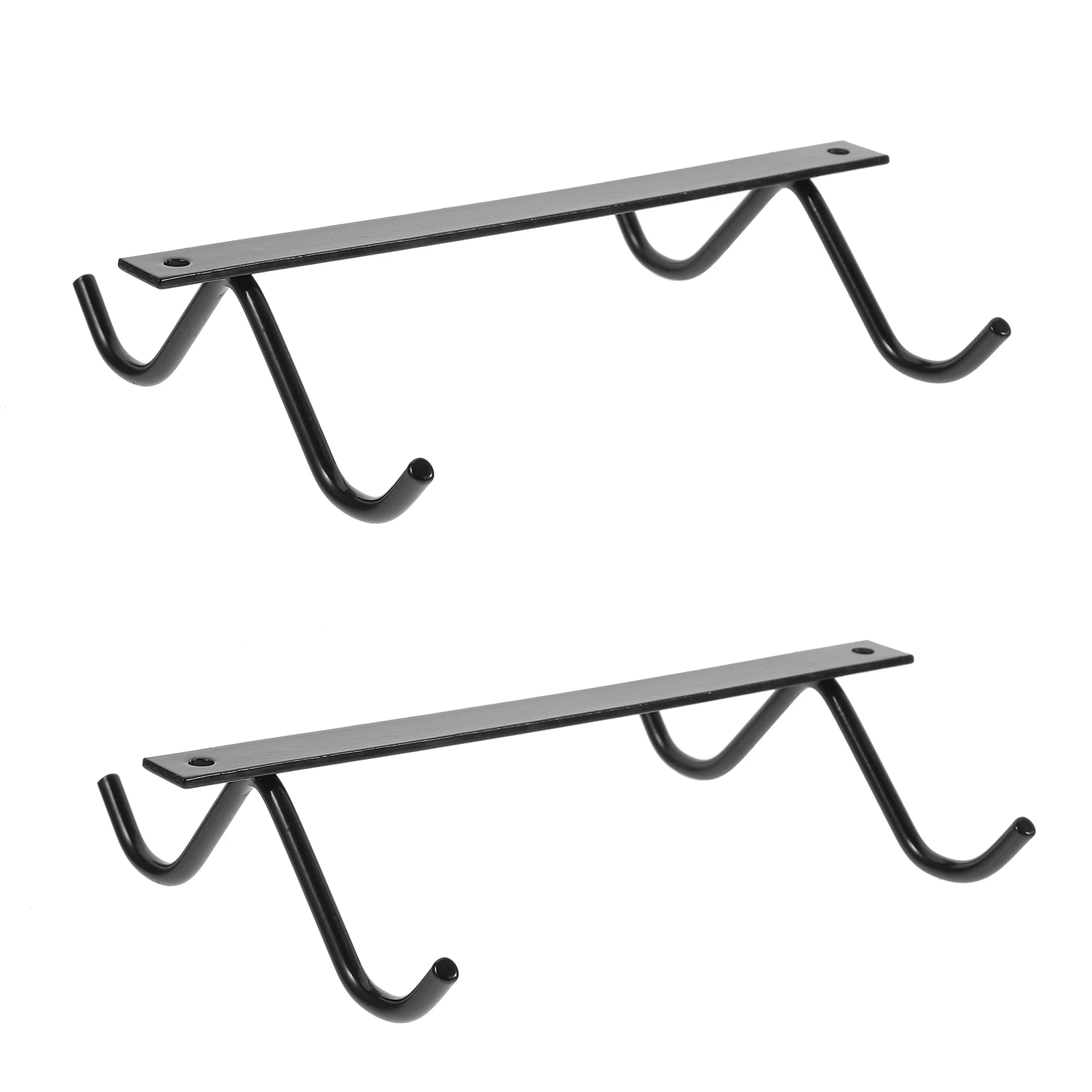 

2 pcs Kitchen Hooks Rack Black 2Hole Stainless Steel Mug Holders Under Cabinet Coffee Cup ganizers Utensils Drying Rack Home