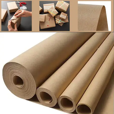 Bilashmart 10M Brown Kraft paper eco-friendly packaging paper, Degradable Friendly Paper Packaging Materials Bouquet Gift Box Craft Paper