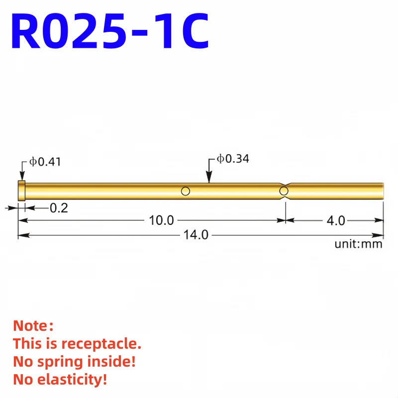 

5/20/100PCS R025-1C Test Pin P025-B Receptacle Brass Tube Needle Sleeve Probe Sleeve 14mm Dia 0.41mm 0.34mm P025-B1 PCB Test
