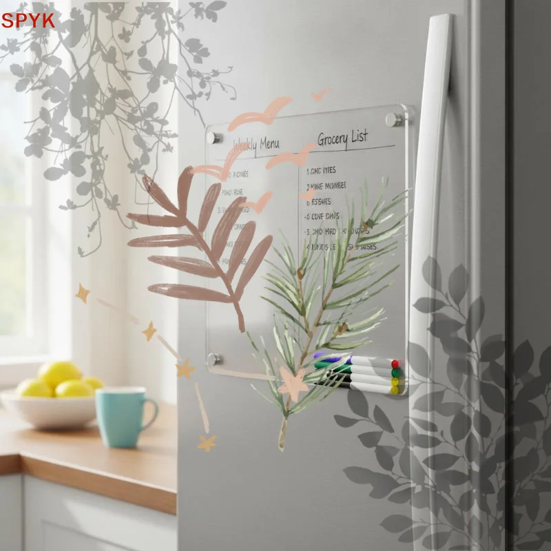 Magnetic Transparent Acrylic Week Plan Message Board Scratchable Magnetic Refrigerator Sticker