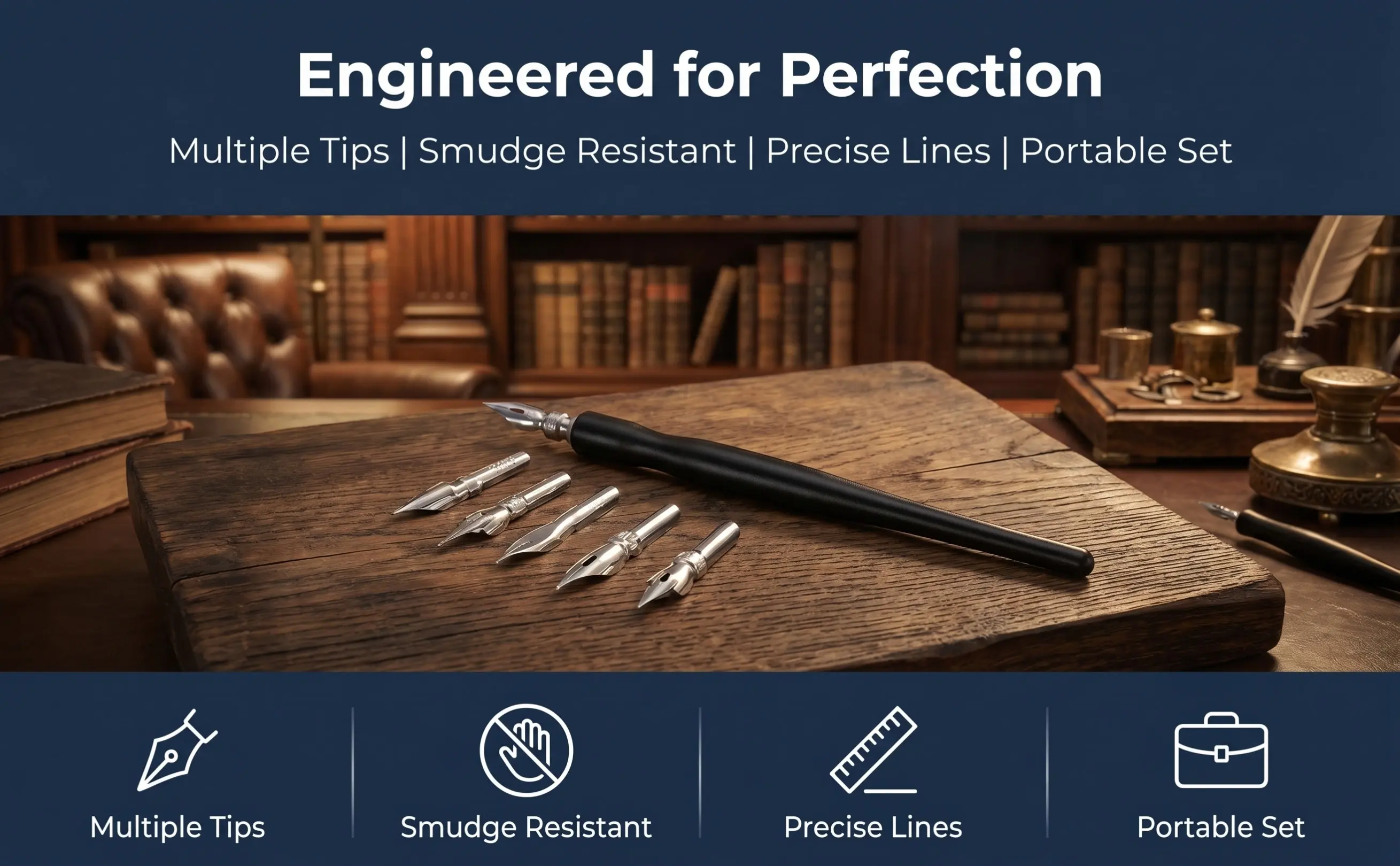 1Set Pen Set Multiple Tip Sizes Smear Resistant Drawing Tool for Precise Detailed Art Accent Color Permeation Leaking