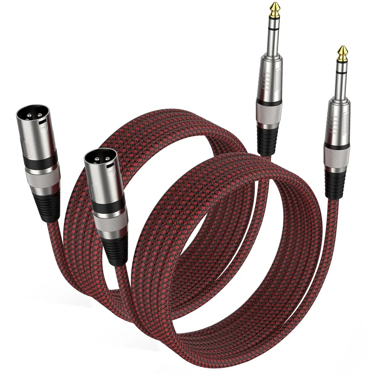 

2 Pack 6.35mm TRS Male To XLR Male Cable Nylon Braid XLR Balanced Cord Patch Cable for Guitar Microphone Mixer Power Amp Etc