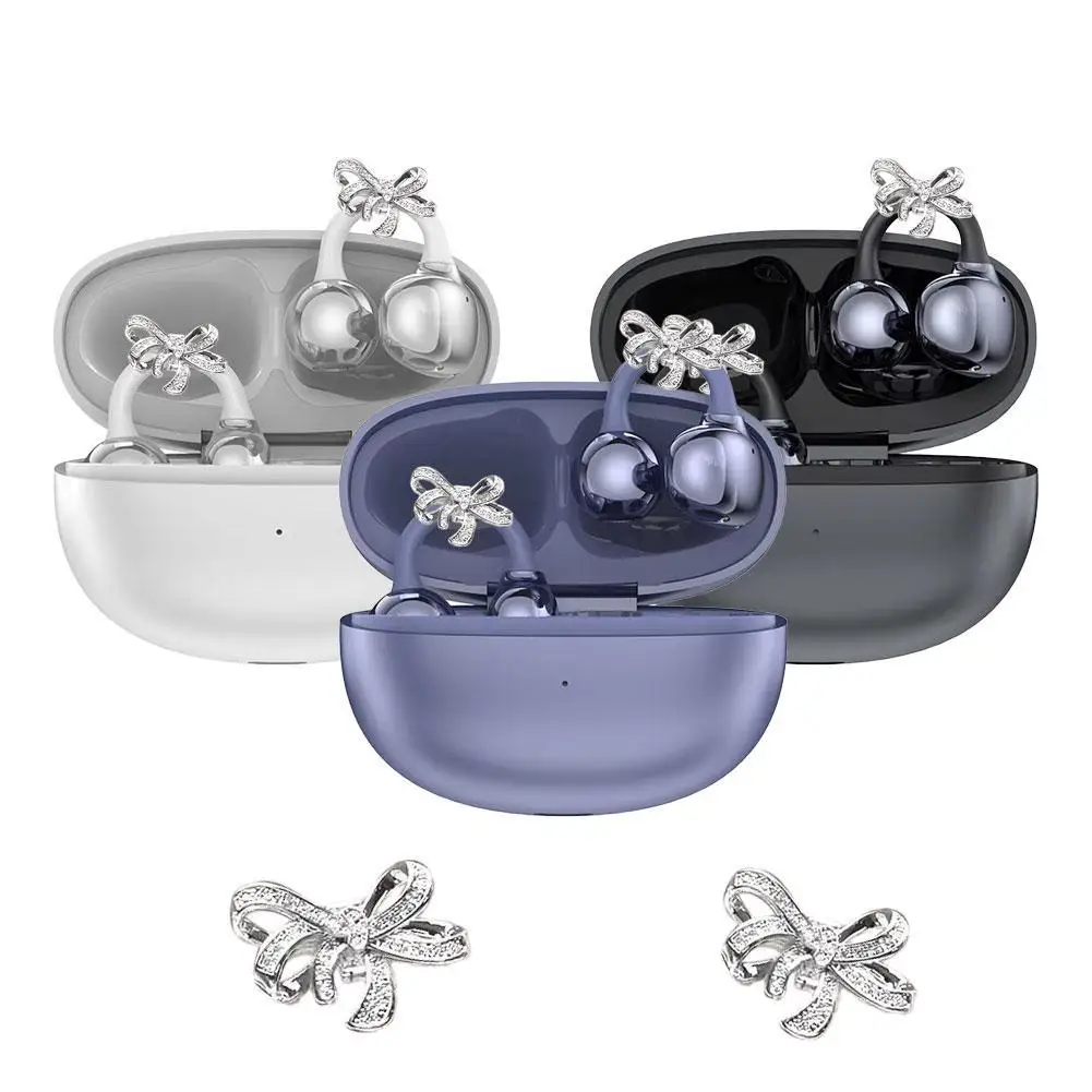 蝶結びイヤリング Bluetooth ヘッドセット クラウドコンフォート トゥルーワイヤレスイヤホン Hi-Fi 音質 超軽量イヤークリップ