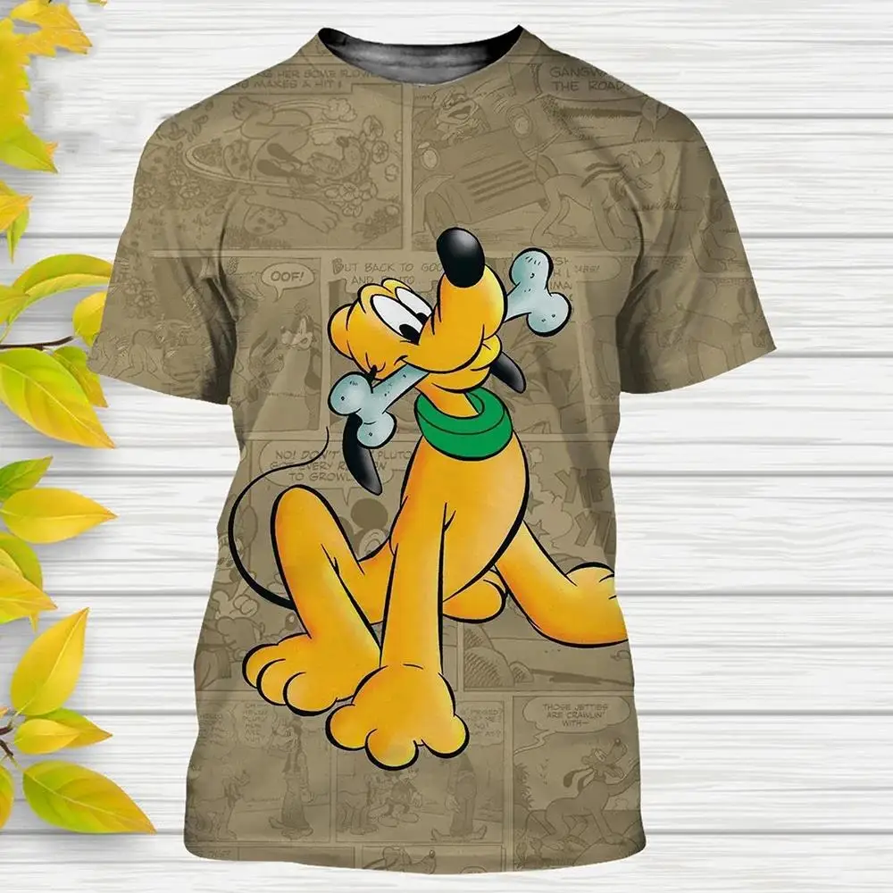 ديزني تي شيرت ميكي ماوس بلوتو الكلب الكرتون أنيمي ثلاثية الأبعاد طباعة الشارع الشهير الرجال النساء موضة المتضخم تي شيرت الأولاد تيز القمم #5