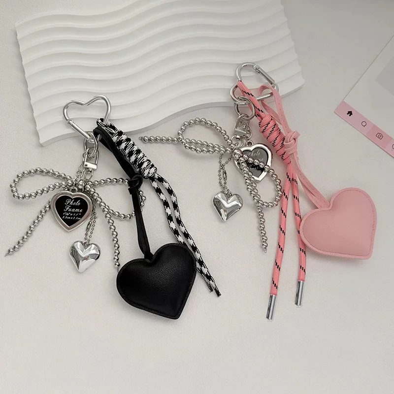 الجلود القلب القوس المفاتيح للفتيات حساسة مطرز كيرينغ سيارة مفتاح حامل حقيبة قلادة هدية