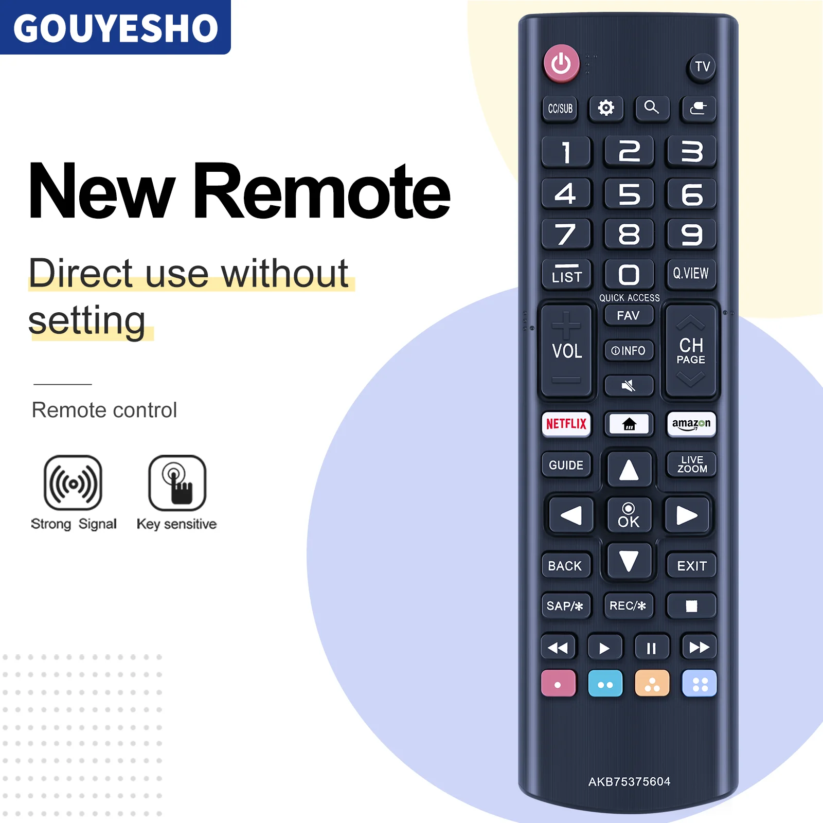 Ajuste de controle remoto para TV inteligente, AKB75375604, 43UK6300PUE, 32LK610BPUA, 49UK6300PUE, 55UK6300PUE, Novo