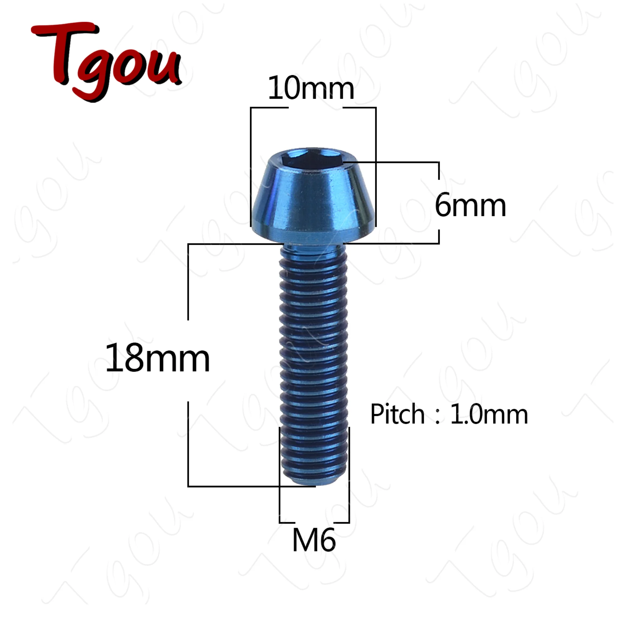 Tgou Titanium Bolt M6x10/15/16/18/20/25/30/35/40/45/50/55/60/65mm Allen Key Screw for Bicycle Headset Brake Bicicleta Bolt