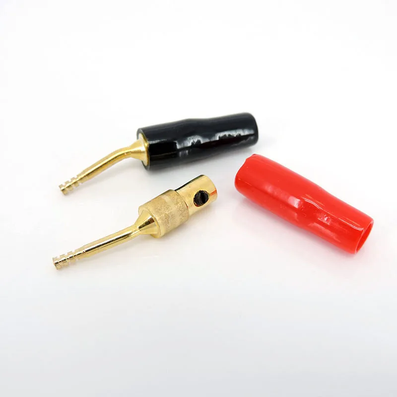 1/2 pairs 2mm Banana Plugs Adapter Gold-plated Copper Speaker Audio Wire Cable Connector bent terminal Pin Plugs Red Black c1