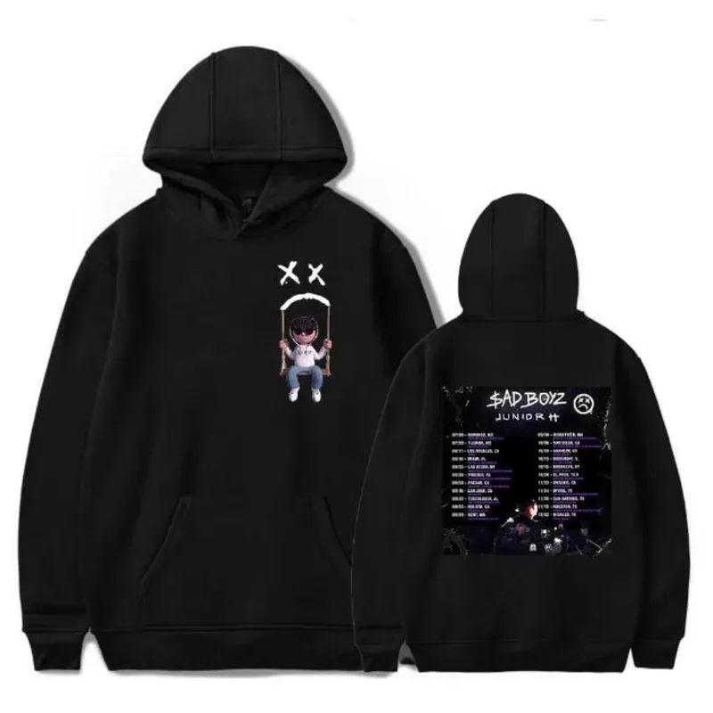dd12Rapper جونيور H Sad Boyz Tour 2023 المتضخم النساء/الرجال هوديي البلوز الشارع الشهير الهيب هوب البلوز مقنعين سترة ملابس خارجية #4