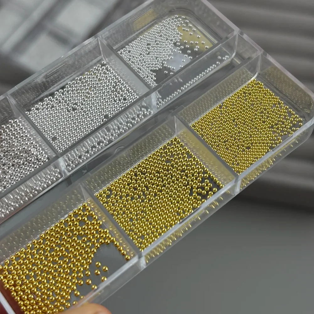6Grids 3D Mini-Kaviarperlen Nagelcharms Gemischt 0,6/0,8/1mm Mikro-Rundperlen Nagelkunst-Strasssteine mit 1 Stück Magnetstift Edelstein-Set – Detail 6