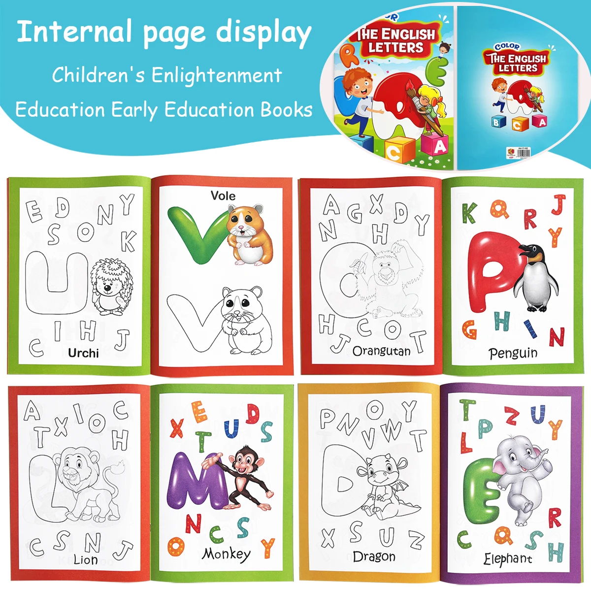Children's English Letter Coloring Book for Drawing Cognition Early Education 2-5 Years Old Learning Picture Book Fun Educationa