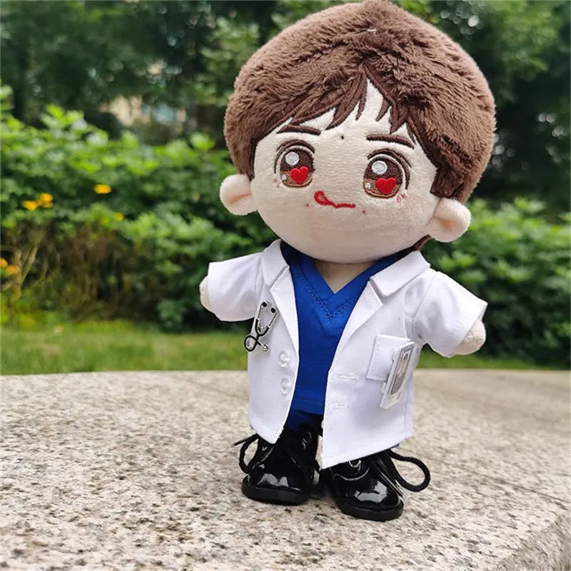 New 20cm doctor's overall Surgical suit dolls White blue Shirt Doctor Suit for 20cm Plush Stuffed Doll Clothes Accessories