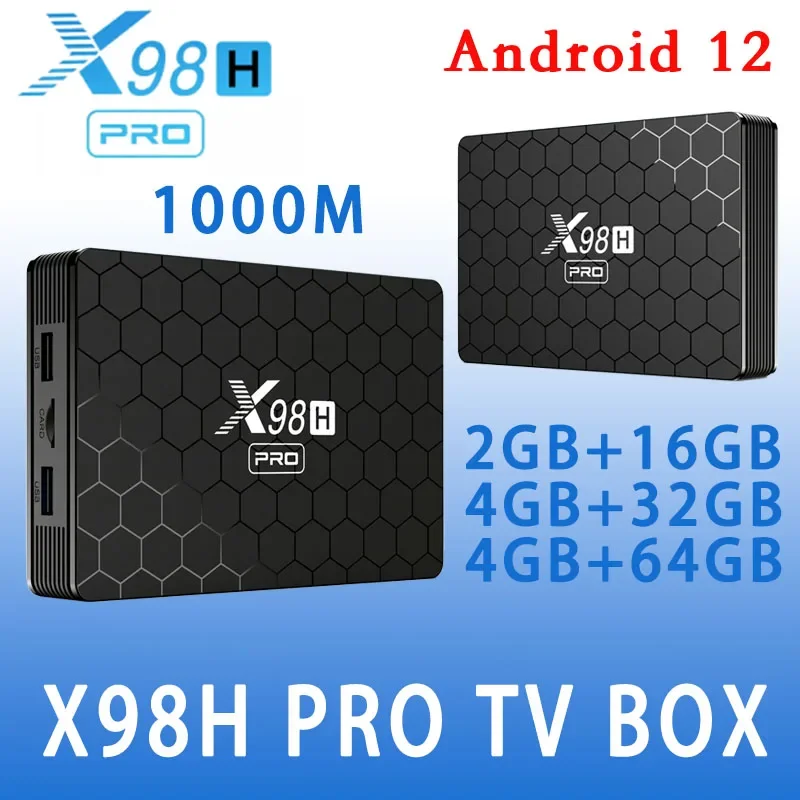 

Newest 1000M X98H Pro Smart TV Box Android 12 Allwinner H618 Quad Core 4K 6K Media Playe Dual Wifi BT5 AV1 64GB Set Top Box