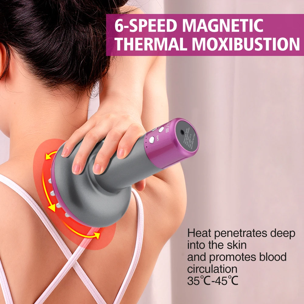 

6 Gear EMS Electric Massager with Meridian Brush Intelligent MicroCurrent Vibration for Fat Burning, Home Use Body Slimming Tool