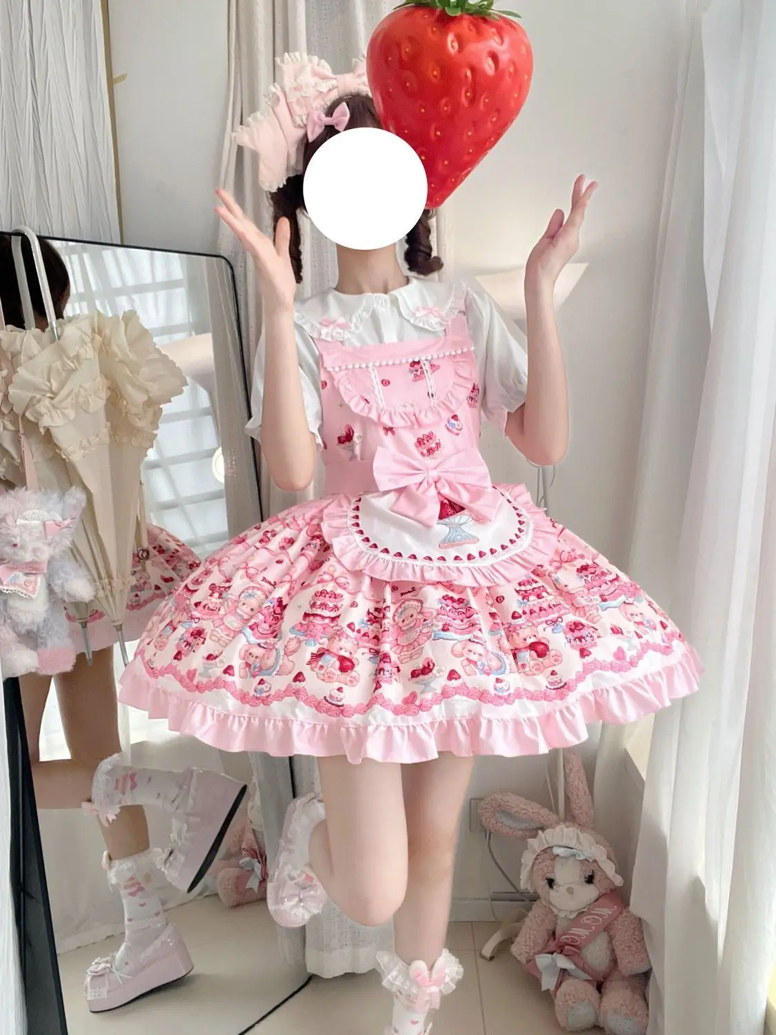 Full Payment Authentic Lolita Jumper Skirt Cute Suspender Dress Women Daily Versatile Kawaii Casual Lo Dress