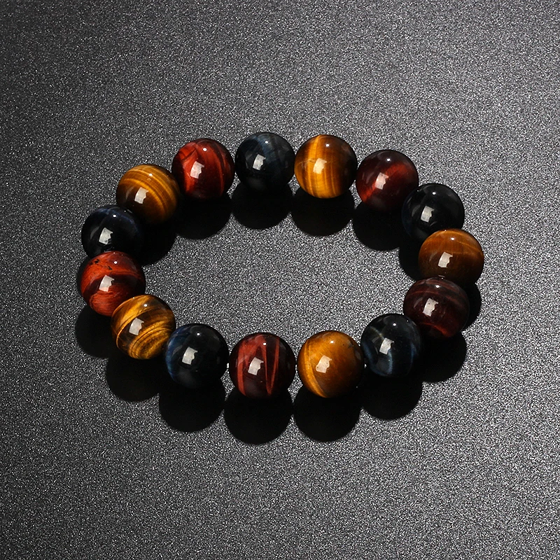 Original Lightning 6-16mm colorful Tiger Eyes Beads Bracelet Men Charm Natural Stone Braslet For Man Handmade Jewelry Pulseras