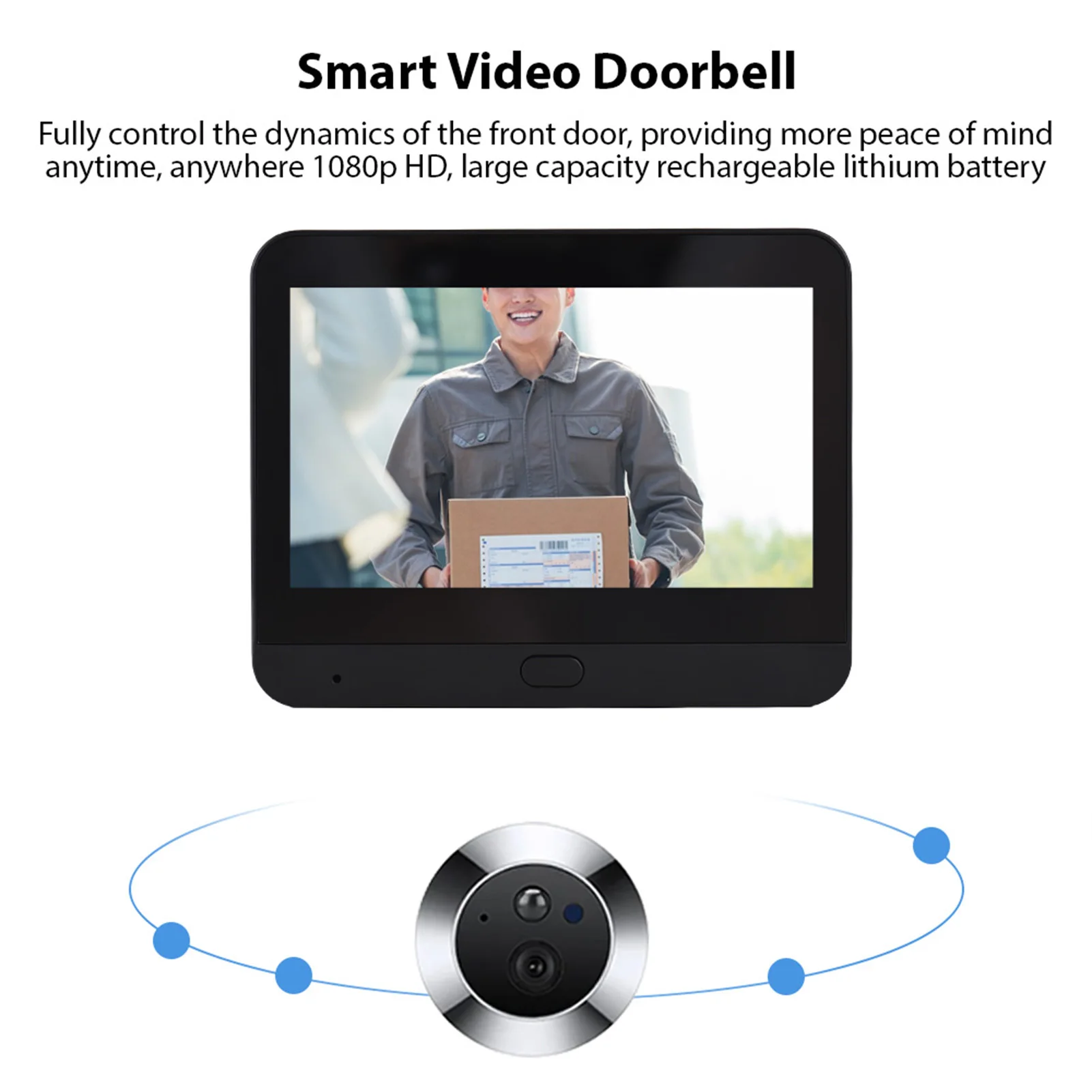 

2.4G WiFi Video Doorbell 4.3 Inch Display 1080P 120 Degree Visible Night Vision Peephole Camera with Automatic Sensing