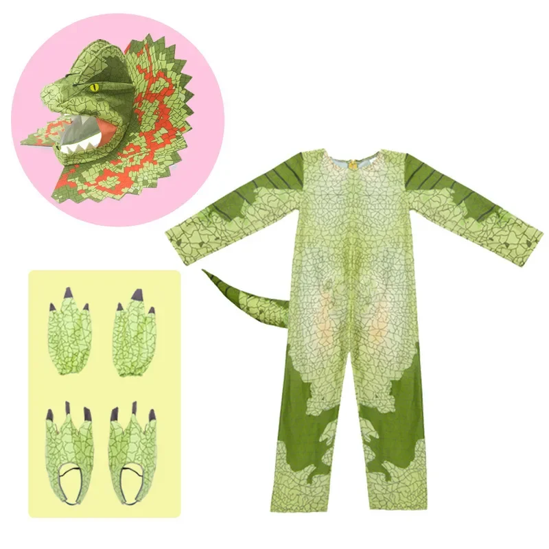 Kerstkostuums Jongens Meisjes Triceratops Cosplay Set Kinderen Jumpsuit Halloween Carnaval Rekwisieten Purim Party Dinosaurus voor Kid