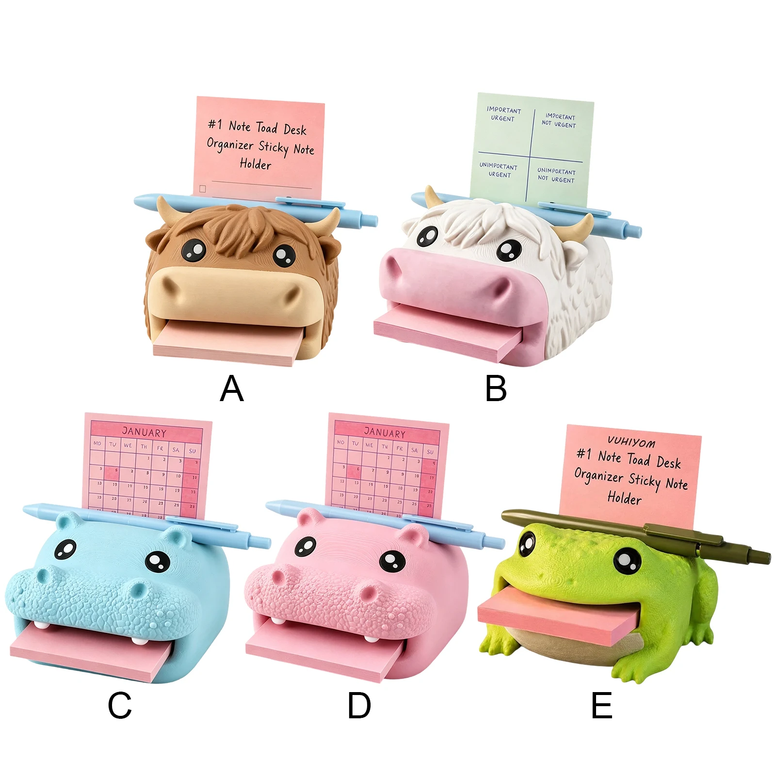Novelty Frog Desk Organizer Sticky Note Dispenser with Pen Slot And Writing Templates Sticky Memo Photo Slot Office Stationery