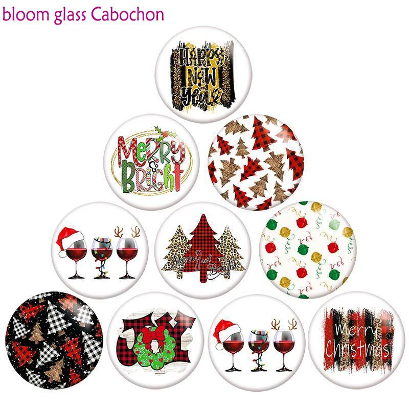 Christmas  Round Photo Resin Glass Cabochon   Demo Flat Back Making Findings   N8791