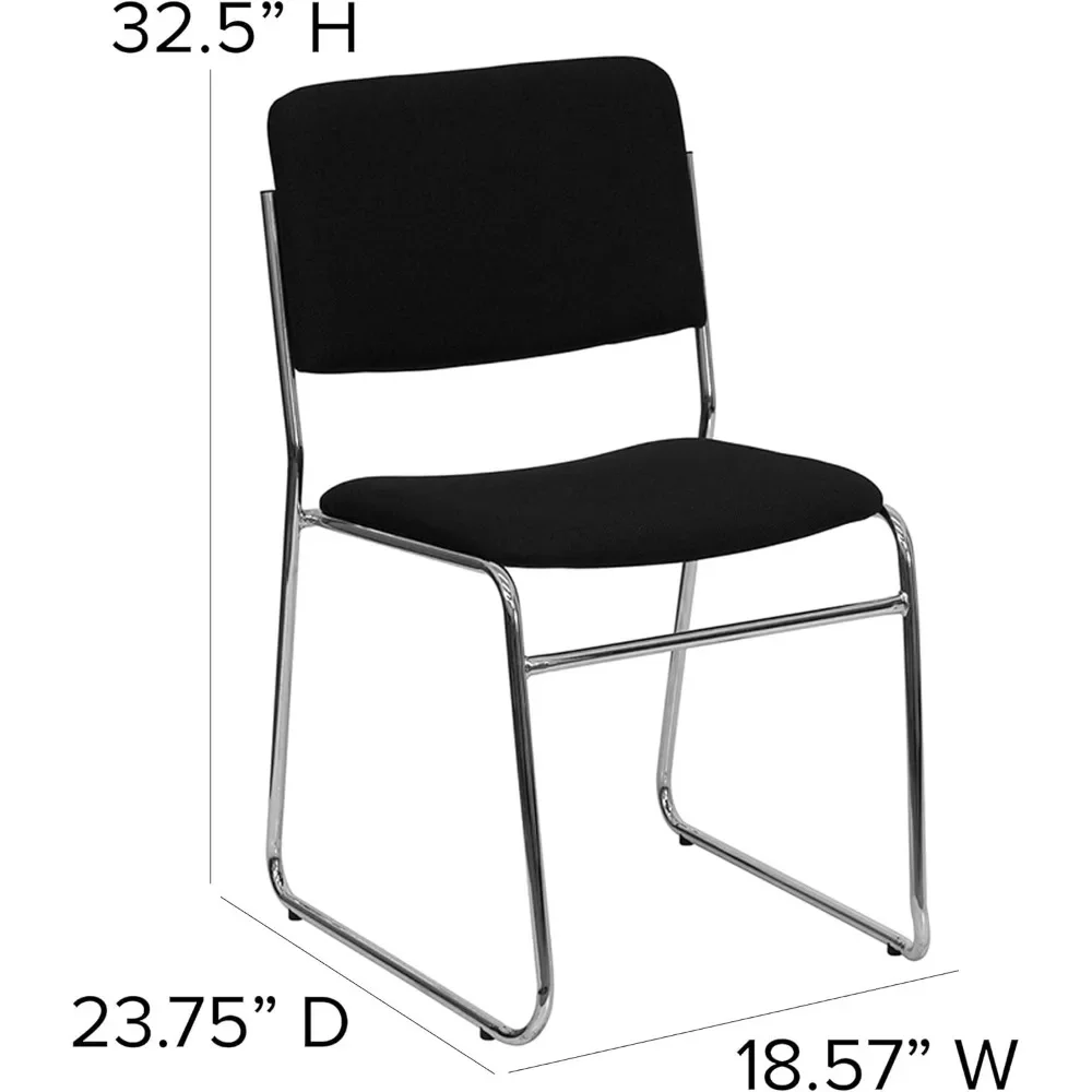 High Density Fabric Stacking Chairs for Waiting Rooms and Offices, Lobby Chairs with Padded Seats, Set of 5, Black