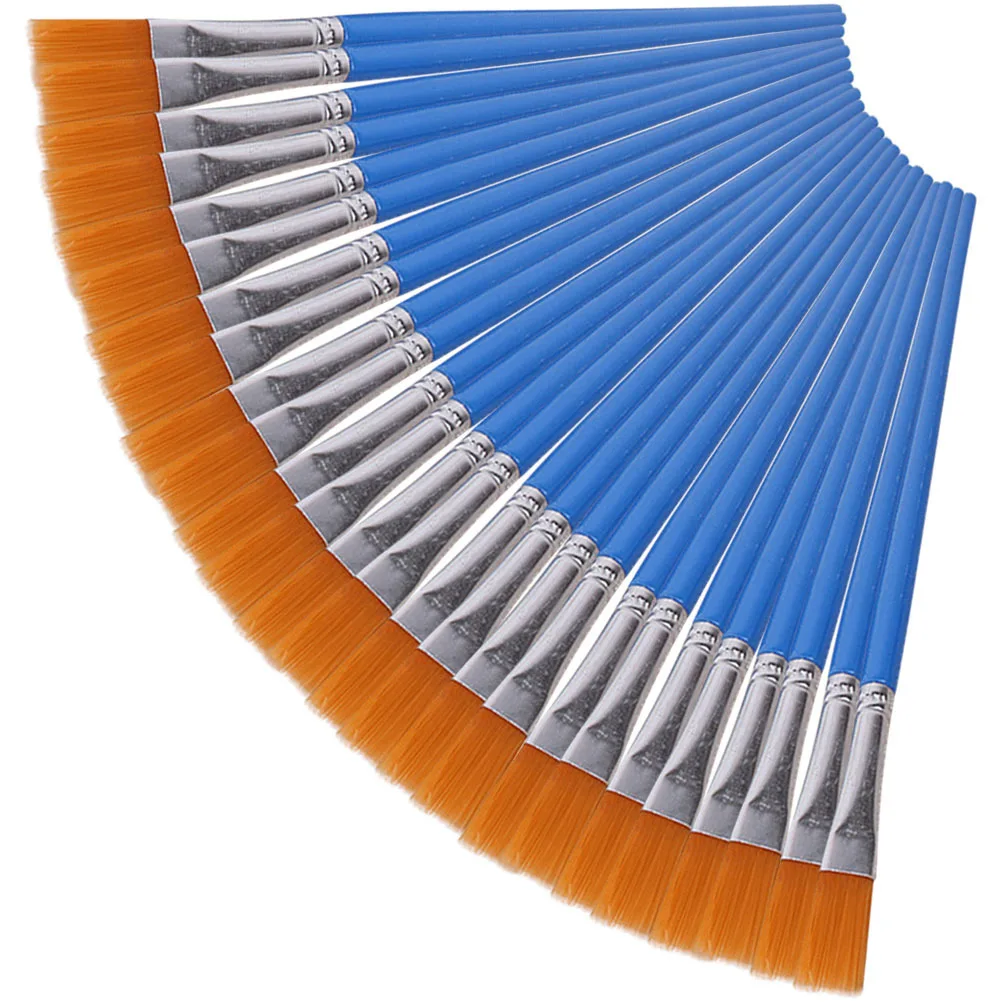 

30Pcs Nylon Watercolor Paint Brush Set Flat Synthetic Hair Paintbrushes for Acrylic Gouache Oil Body Face Nail Art