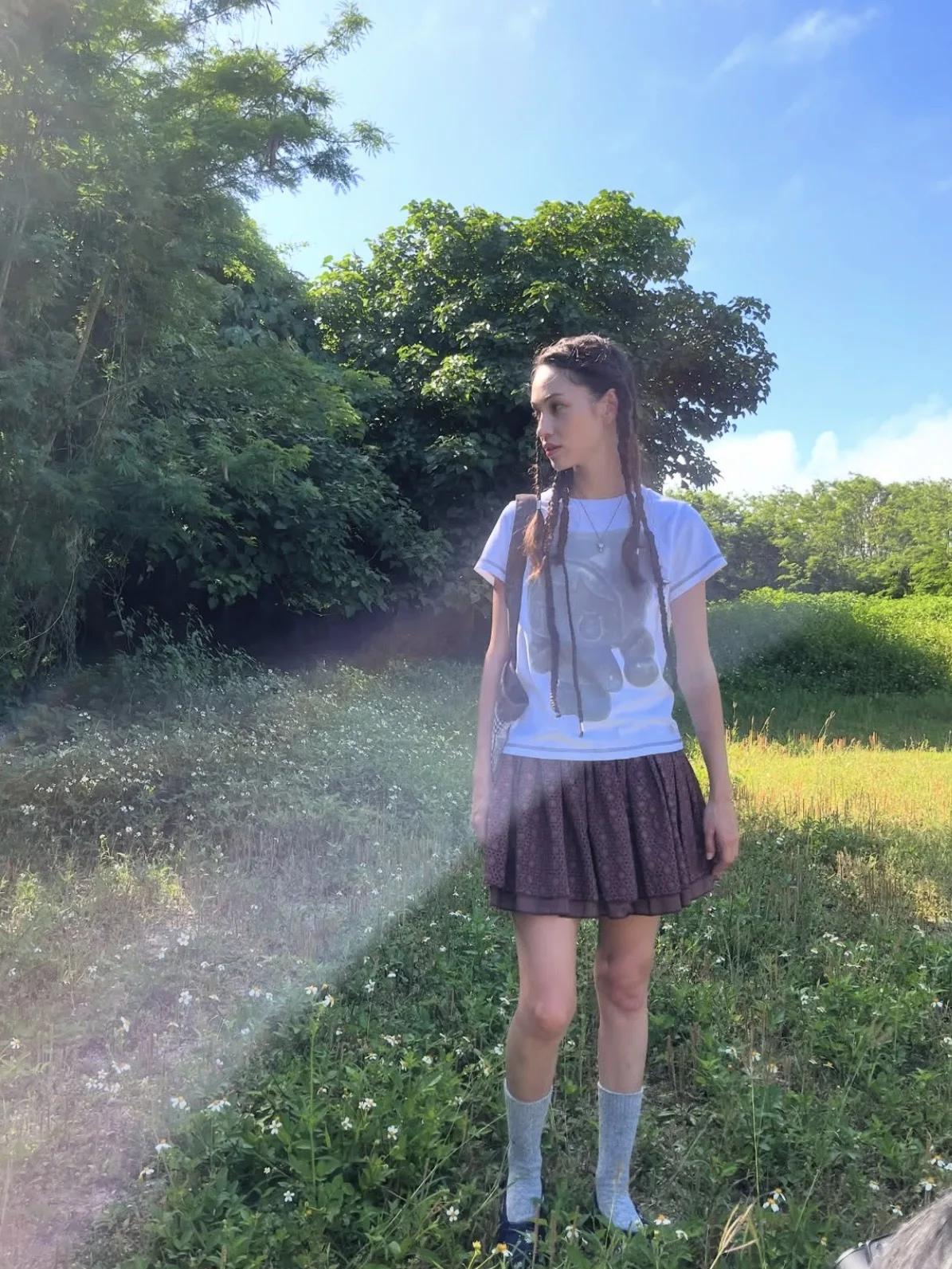 

Coyseio ort Sve T-irt Pure Cotton Korean Sle Girl's Top Cerc Doll Print Casual Fit Summer Faion Cotton Tee