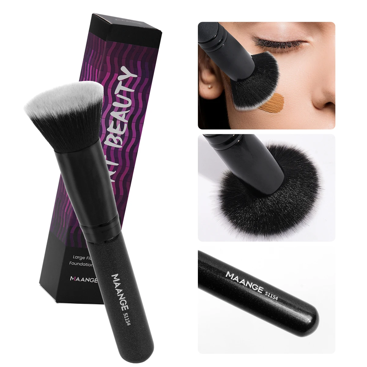 MAANGE 1PCS Foundation Makeup Brushes Flat Synthetic Hair Face Contour Foundation Liquid Cream Bronzer Buffing Makeup Tool