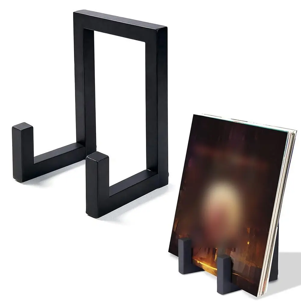 Black Metal Vinyl Record Holder Rust-proof Simple Assembly Small Vinyl record stand Removable Space Saving Album Display Rack