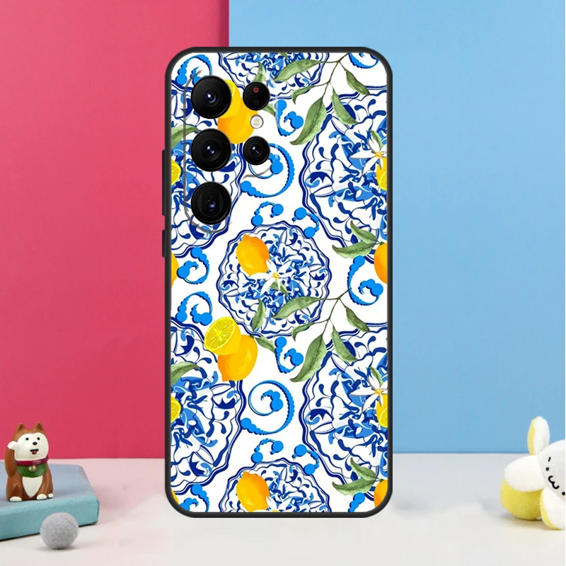 Mediterranean Lemon Case For Samsung Galaxy S23 Ultra S24 S22 Note 20 10 Plus S8 S9 S10 S21 S20 FE Back Cover