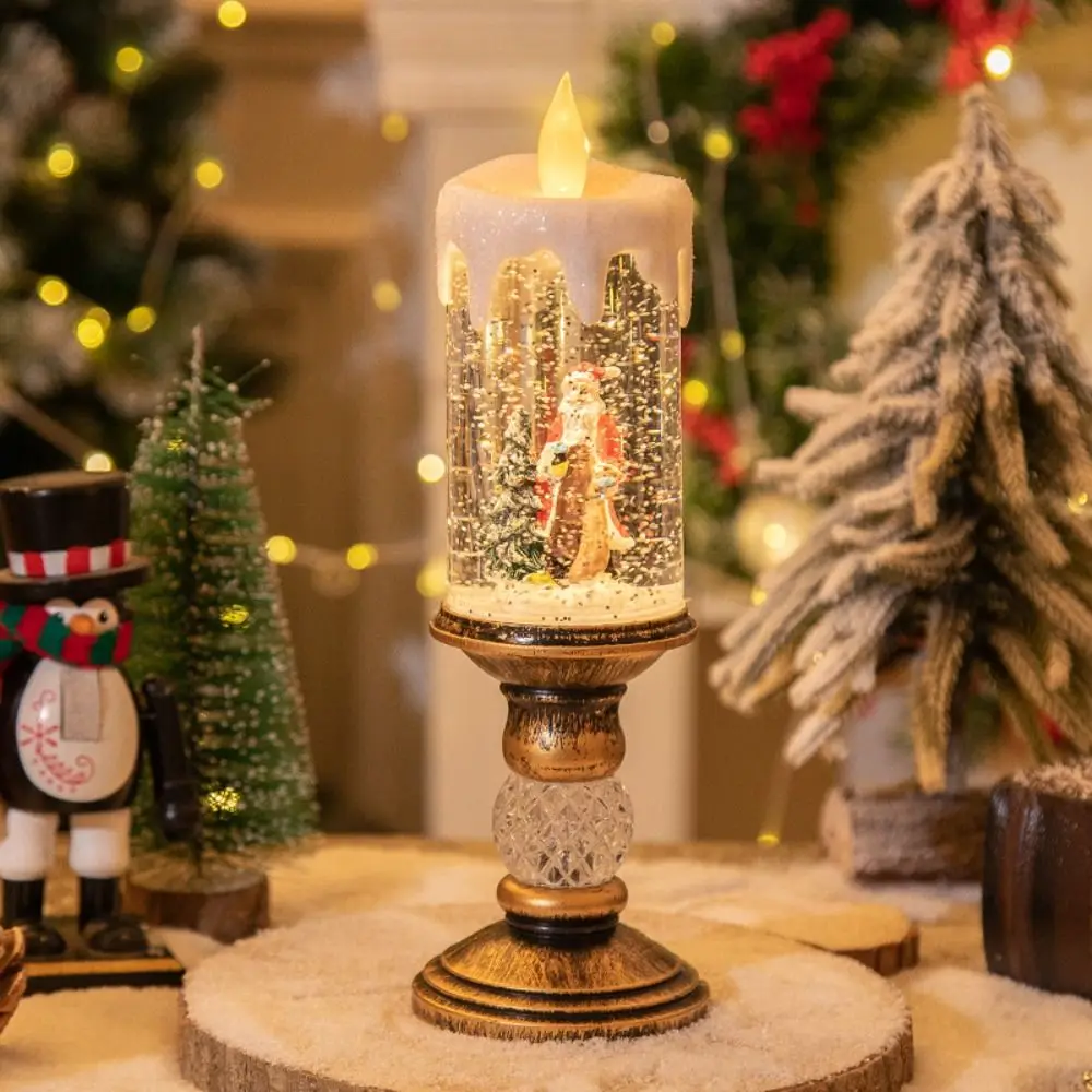 Kawaii Christmas Rotating Candle Light Battery Powered Hook Christmas LED Night Light Handmade Mini Car Ornament Office