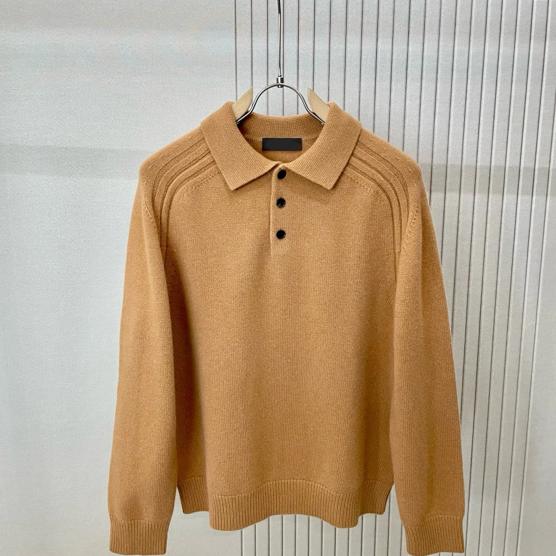 

LP однотонная повседневная трикотажная рубашка-поло из итальянской шерсти