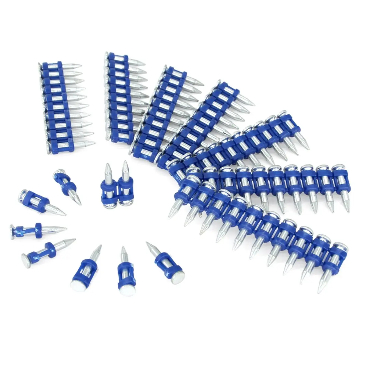 【New User-Coupon!】19mm Plastic Collated Concrete Pins, 1000PCS Box, Galvanized Blue Concrete Nails for Cordless Concrete